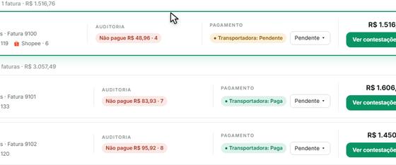Vereditos por fatura